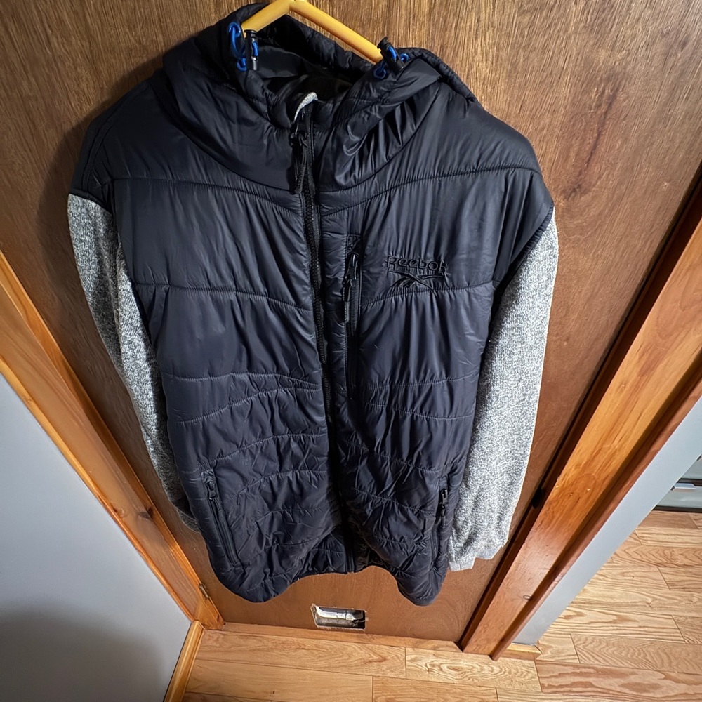 Reebok Blue and Gray Zip Up Sweater